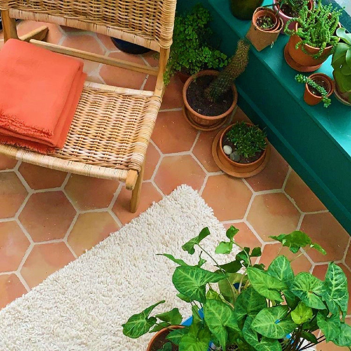 Rustic Unsealed Hexagon 200x200x20mm - Baked Earth