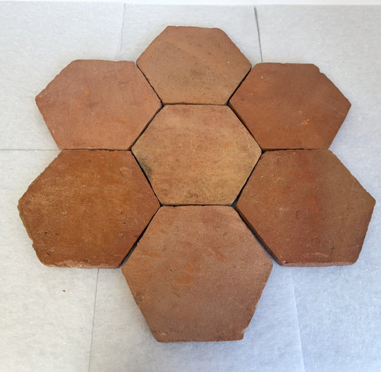 Saint Martin Pale Presealed Terracotta Hexagonal Tiles 20 x 20 x 2cm - Baked Earth