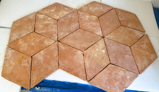 Saint Martin Rhombus Large Pale Terracotta Tiles 16.5 x 16.6 x 30 x 2cm - Baked Earth
