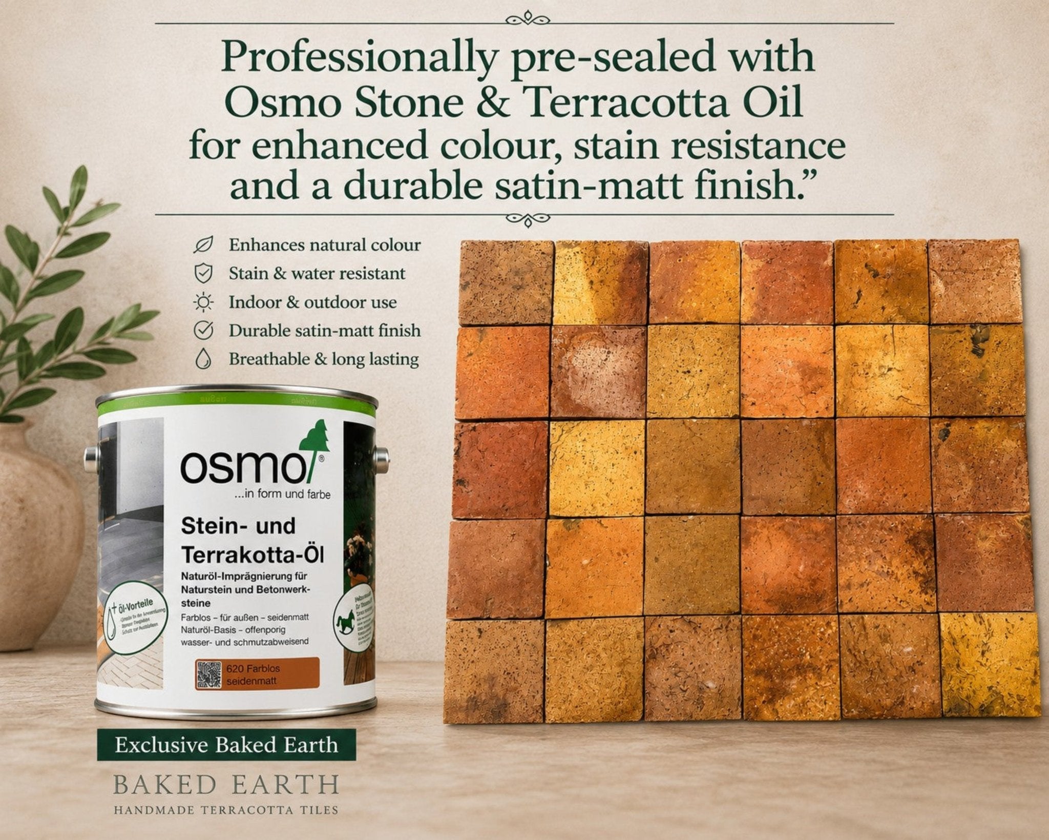 Reclaimed Terracotta Tiles | Pre-Sealed - Baked Earth