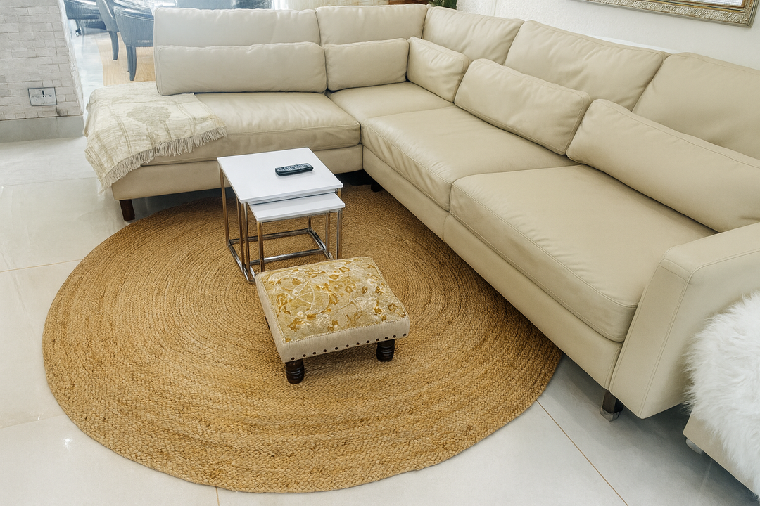 Sonali (Golden) Braided Round Jute Rug – 200 cm