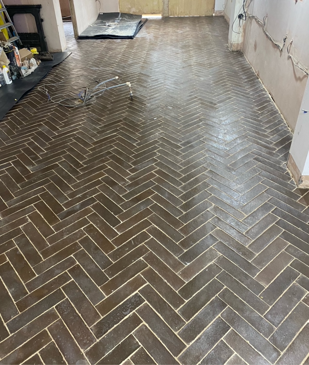 Spanish Rustic Black Presealed Terracotta Parquet Tiles 7.5 x 30 x 2cm