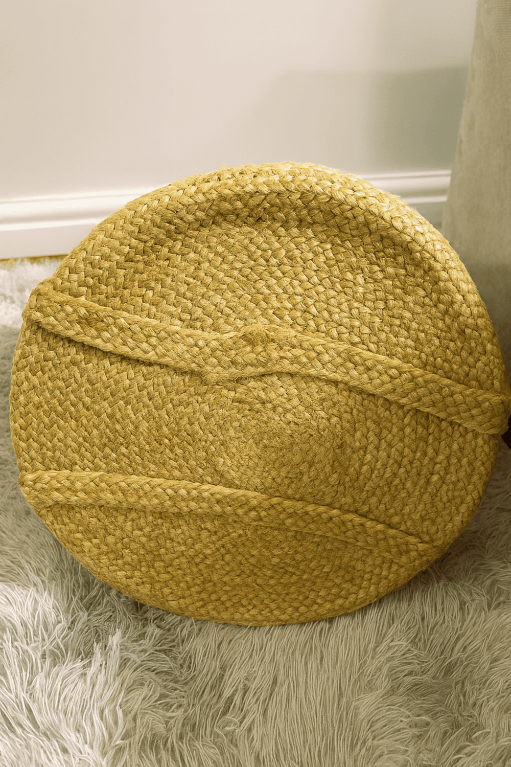 Golden Braided Jute Laundry Basket - Baked Earth