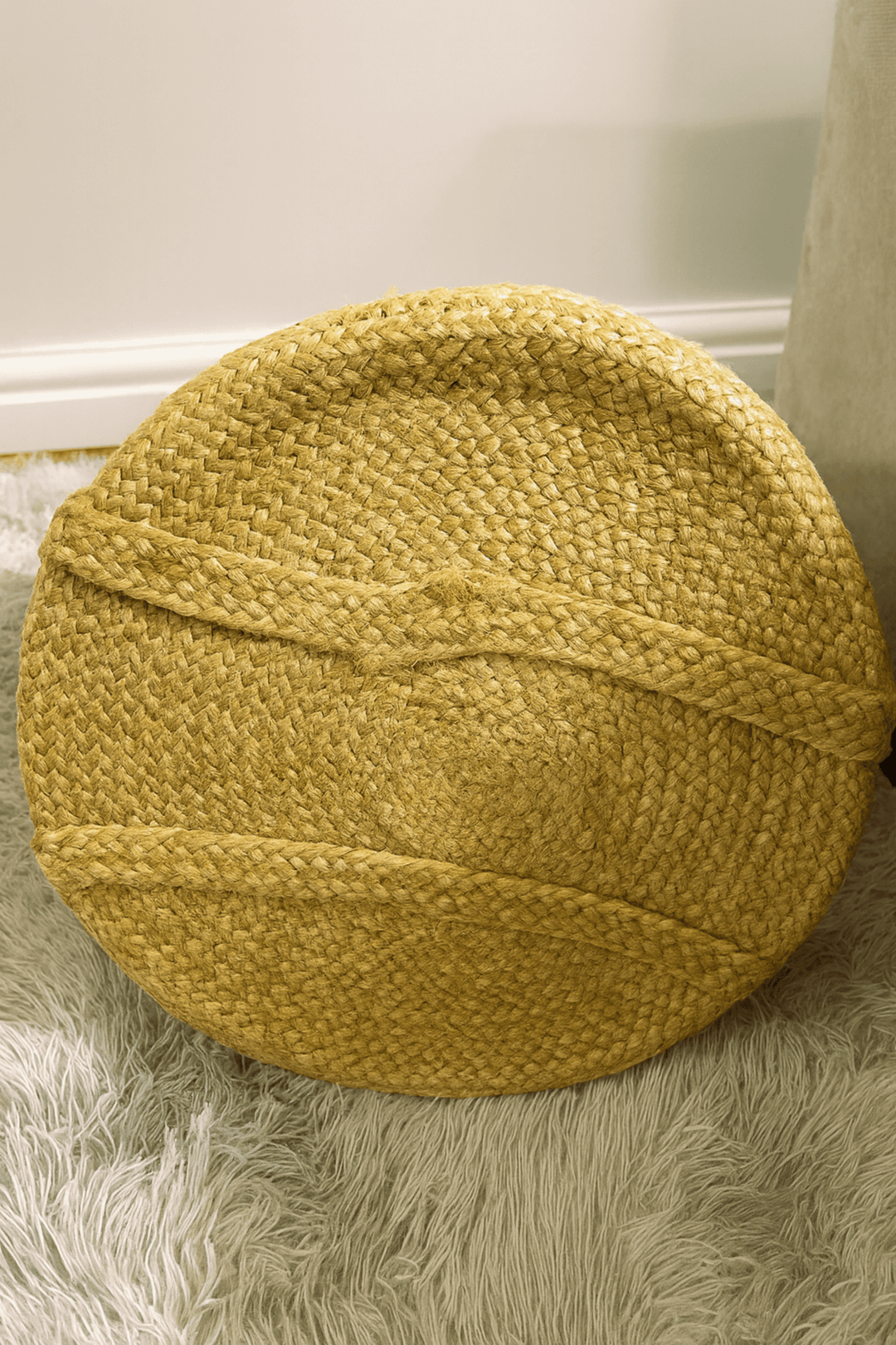 Golden Braided Jute Laundry Basket - Baked Earth