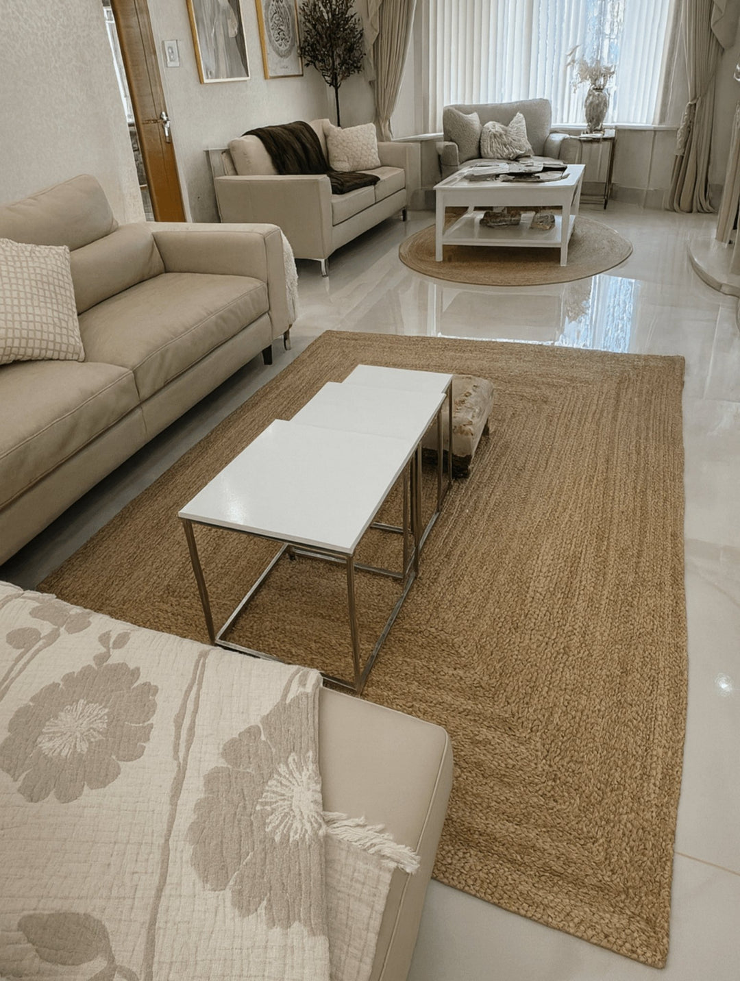 Golden Braided Jute Rug 170 x 240 cm - Baked Earth