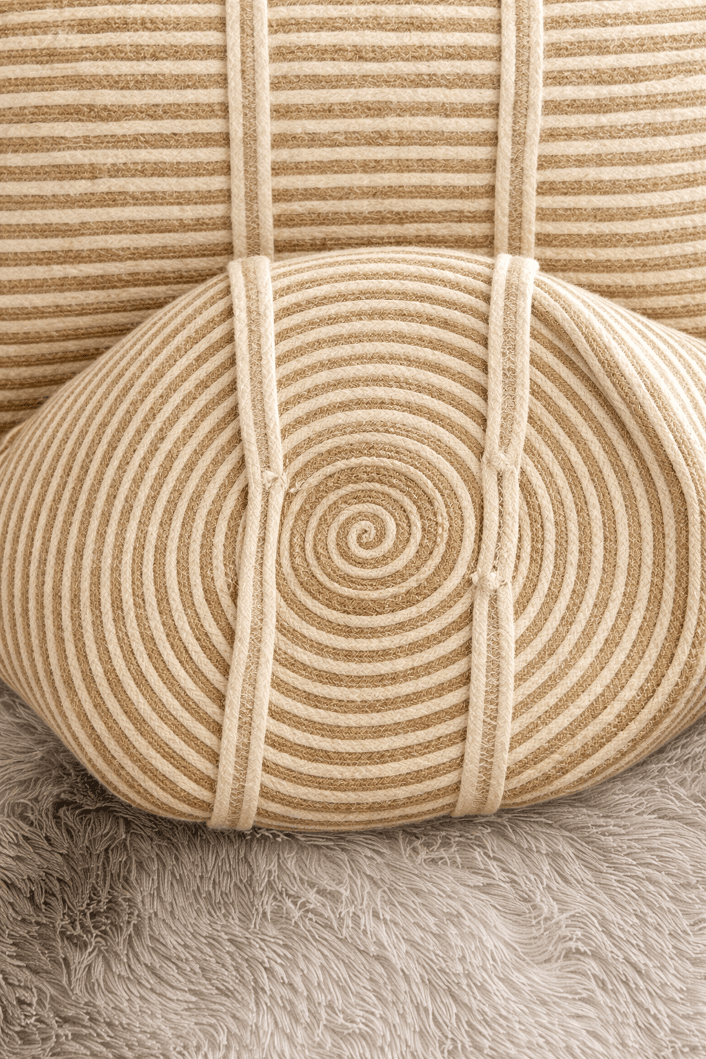 Golden Striped Jute Laundry Basket - Baked Earth