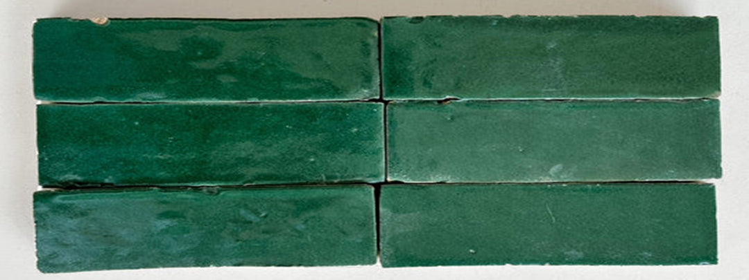 Marrakesh Bejmat Parquet Glazed Dark Green Tiles 7.5 x 30 x 1.5cm - Baked Earth