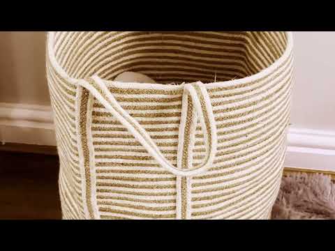Sonali Natural Striped Jute Laundry Basket – Large