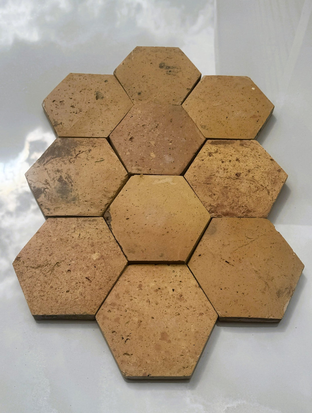 Reclaimed Terracotta Hexagonal Floor Tiles – Pre-Sealed 15 × 17 × 1.5 cm - Baked Earth