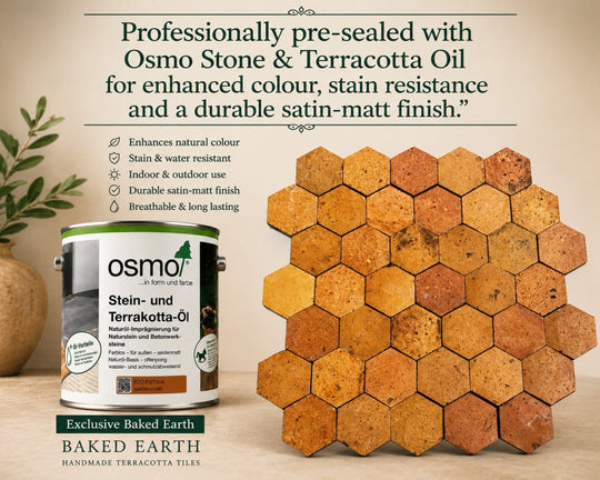 Reclaimed Terracotta Hexagonal Floor Tiles – Pre-Sealed 15 × 17 × 1.5 cm - Baked Earth