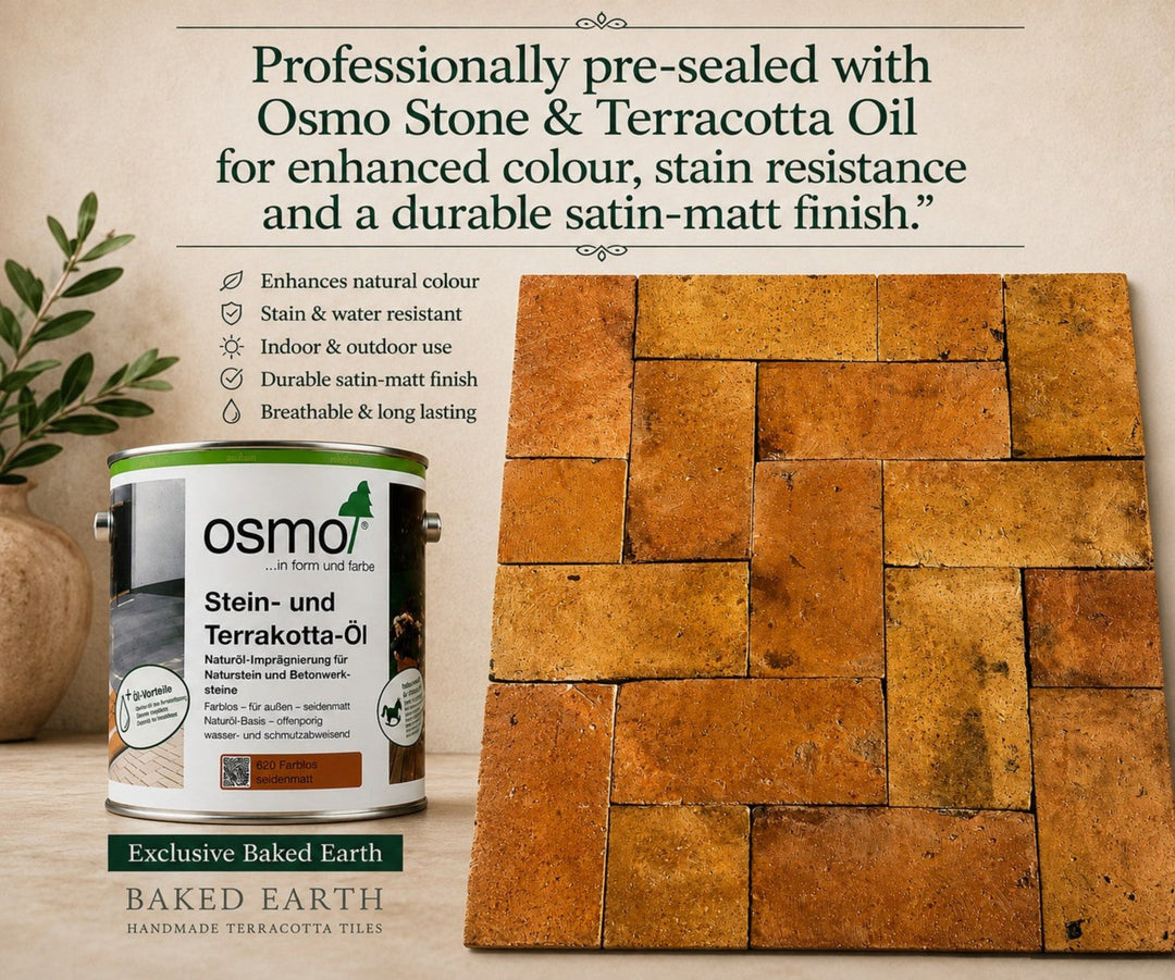 Reclaimed Terracotta Rectangular Floor Tiles – Pre-Sealed 15 × 30 × 1.5 cm - Baked Earth