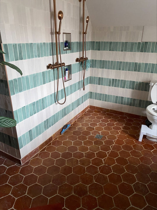 Rustic Presealed Terracotta Hexagonal Tiles 15 x 15 x 2cm - Baked Earth