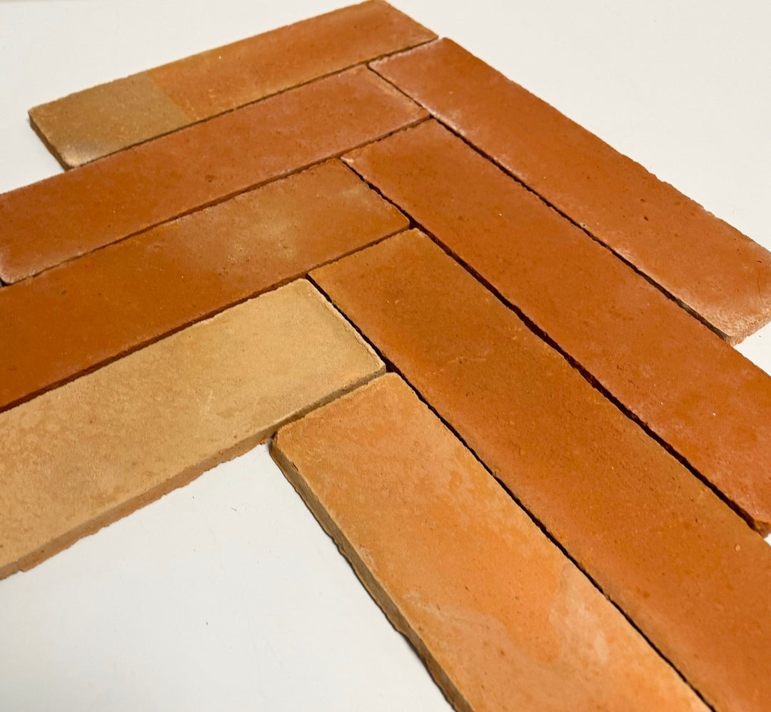 Rustic Unsealed Terracotta Parquet Thin Tiles 7.5 x 30 x 1cm - Baked Earth