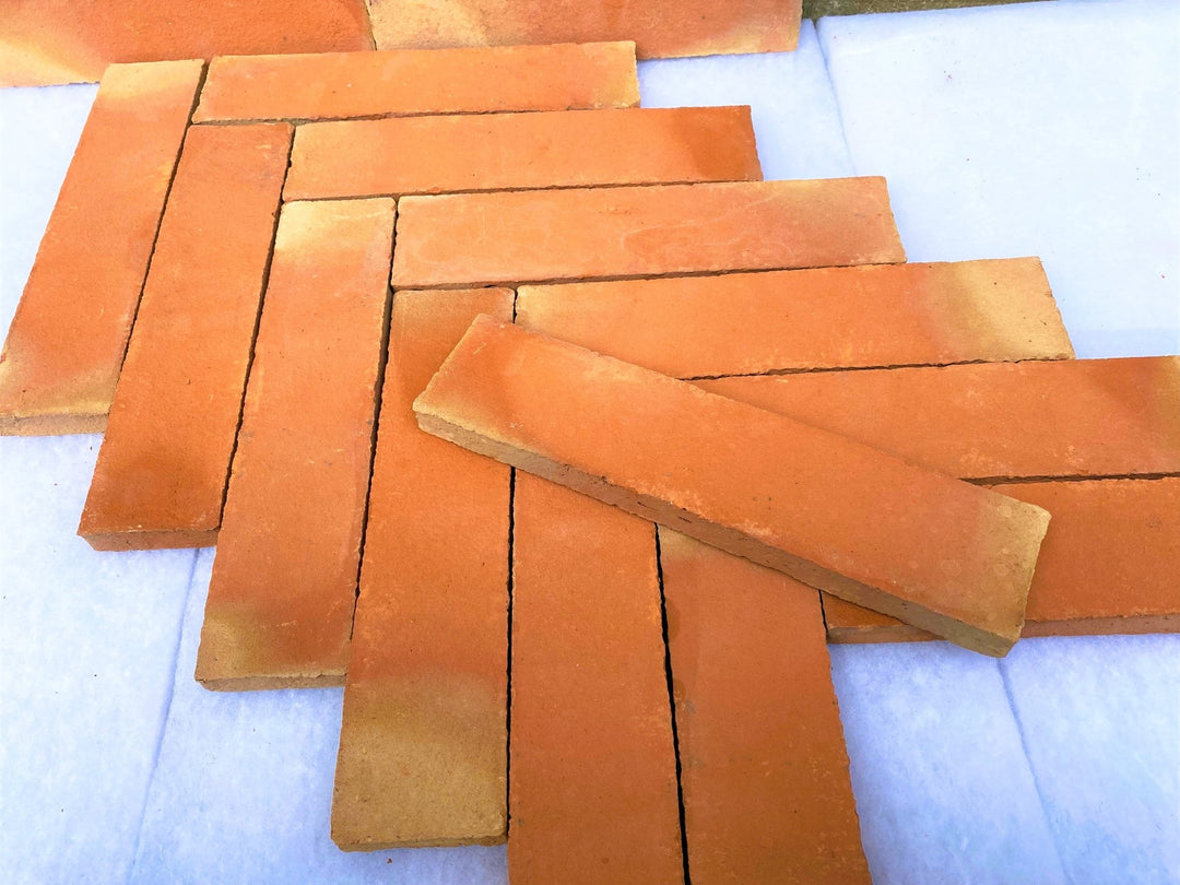 Rustic Unsealed Terracotta Parquet Thin Tiles 7.5 x 30 x 1cm - Baked Earth