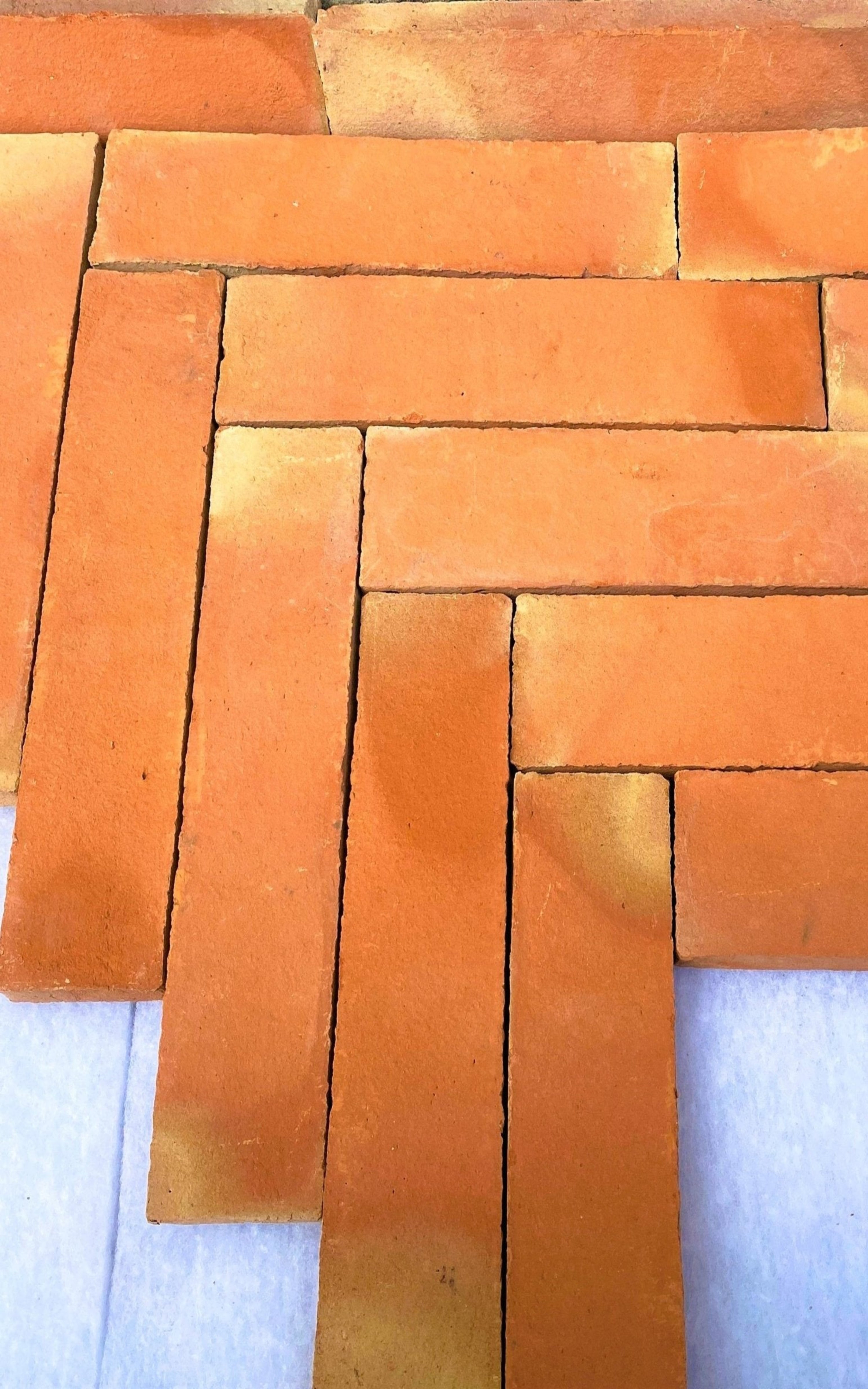 Rustic Unsealed Terracotta Parquet Thin Tiles 7.5 x 30 x 1cm - Baked Earth