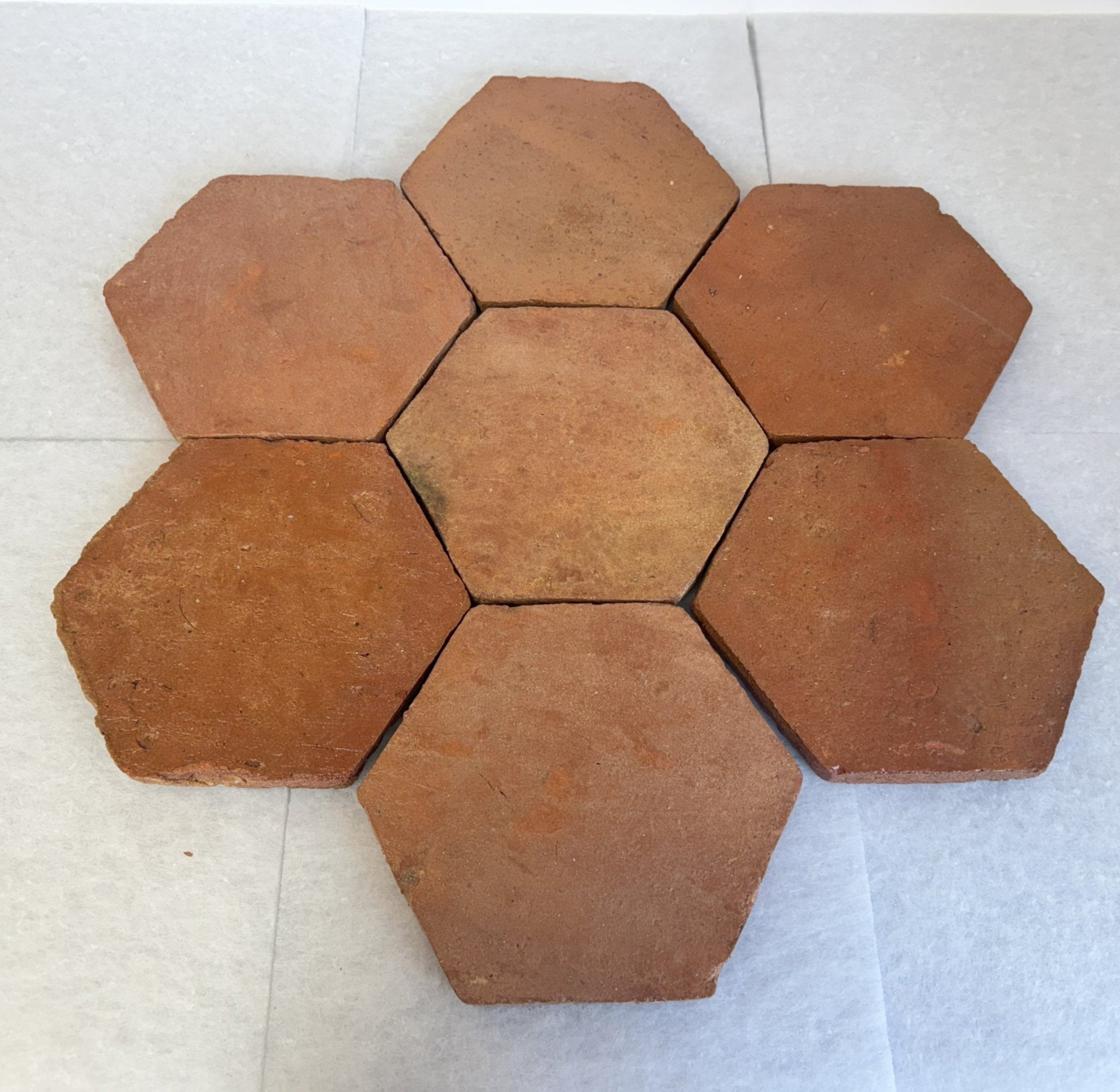 Saint Martin Pale Presealed Terracotta Hexagonal Tiles 20 x 20 x 2cm - Baked Earth