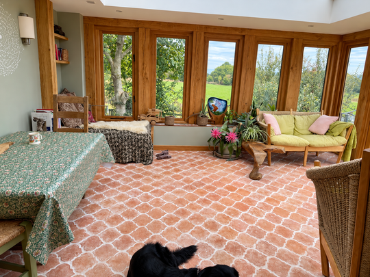 Saint Martin Pale Terracotta Arabesque Floor Tiles 21 x 20 x 2cm - Baked Earth