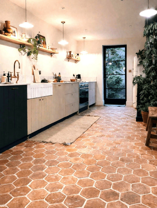 Saint Martin Pale Terracotta Hexagonal Floor Tiles 15 x 15 x 2 cm - Baked Earth