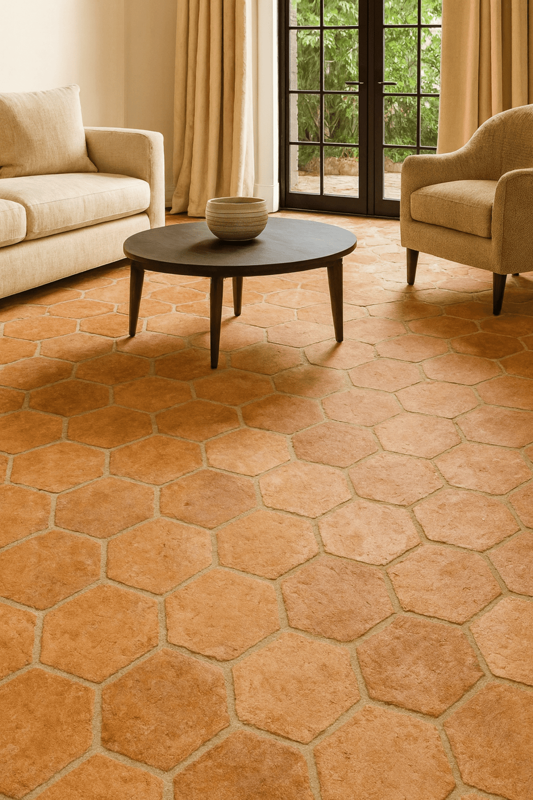 Saint Martin Pale Terracotta Hexagonal Tiles 15 x 15 x 2cm - Baked Earth