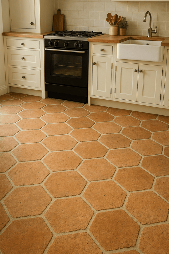 Saint Martin Pale Terracotta Hexagonal Tiles 15 x 15 x 2cm - Baked Earth