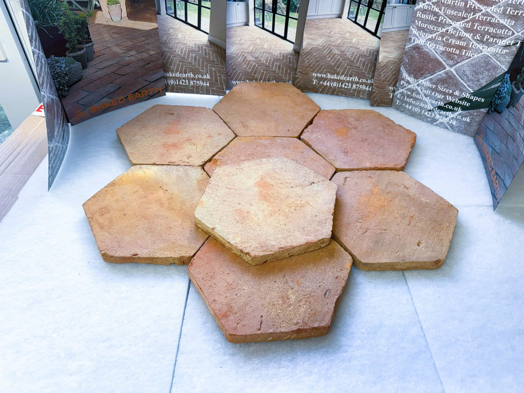 Saint Martin Pale Terracotta Hexagonal Tiles 20 x 20 x 2cm - Baked Earth