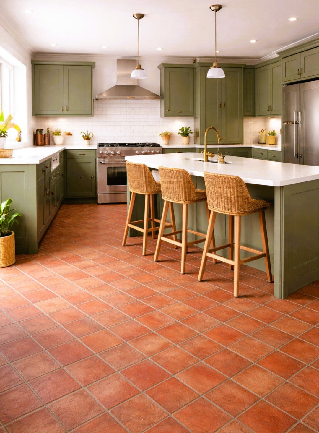 Saint Rossa Rustic Handmade Terracotta Square Tiles 20 x 20 x 2cm - Baked Earth