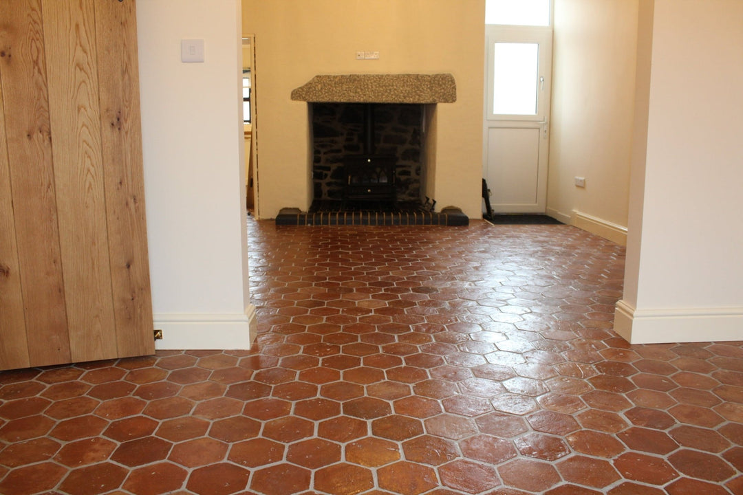 Saint Rossa Rustic Presealed Terracotta Hexagonal Floor Tiles 15 x 15 x 2 cm - Baked Earth