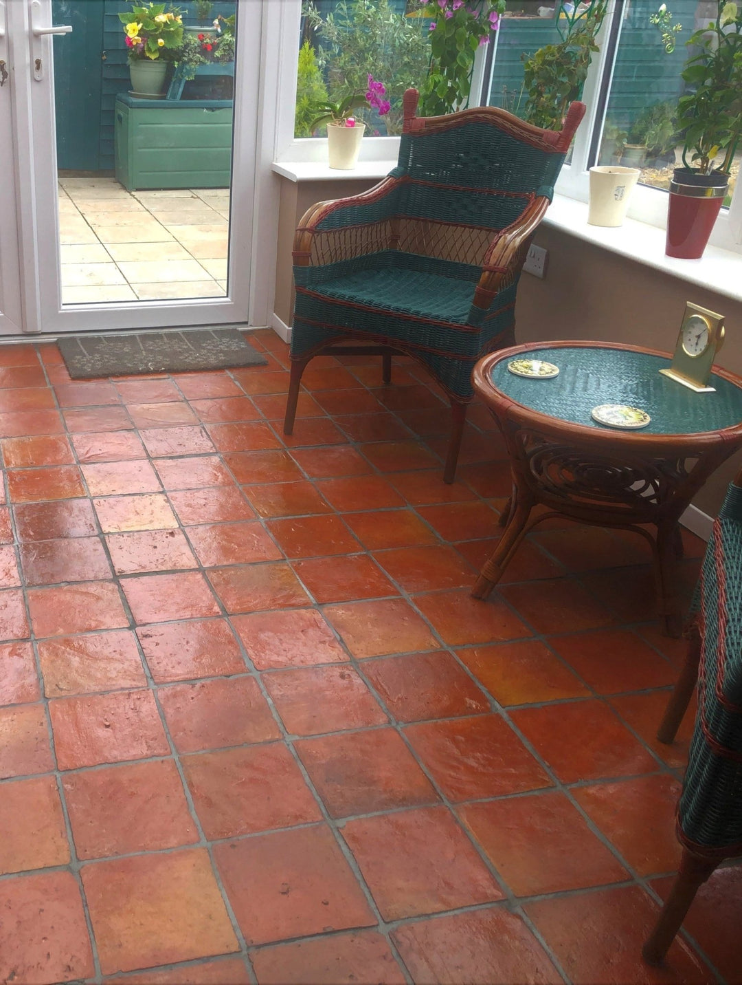 Saint Rossa Rustic Presealed Terracotta Square Floor Tiles 20 x 20 x 2 cm - Baked Earth
