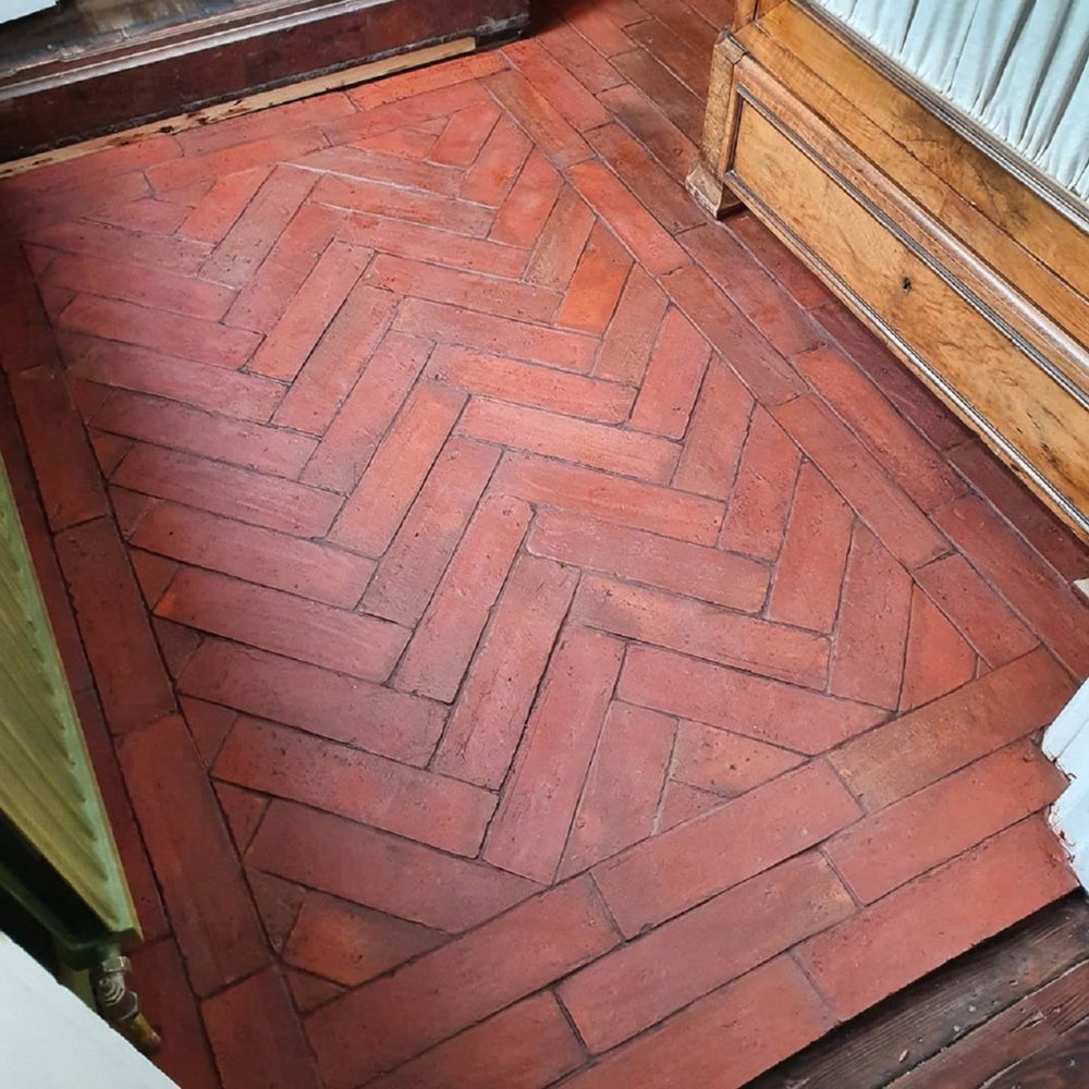 Saint Rossa Rustic Presealed Terracotta Thin Parquet Tiles 7.5 x 30 x 1cm - Baked Earth