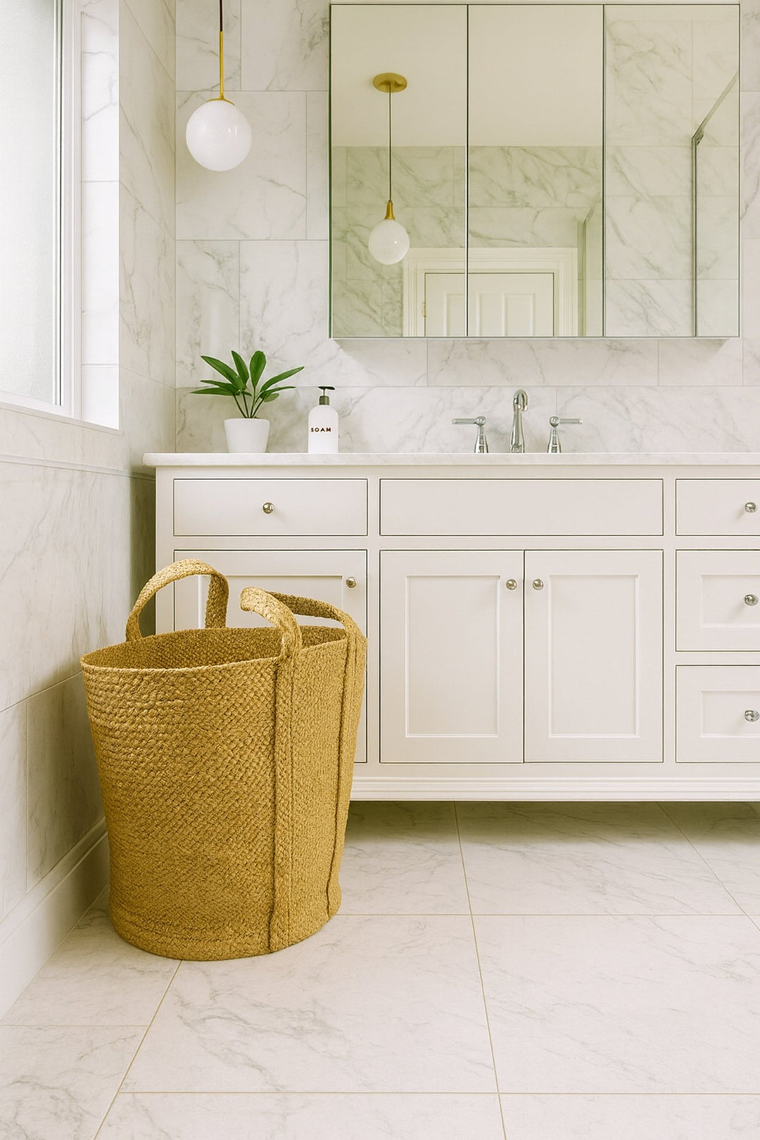 Sonali (Golden) Braided Jute Laundry Basket – Large - Baked Earth