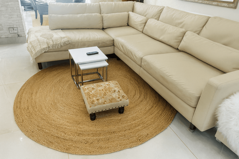 Sonali (Golden) Braided Round Jute Rug – 200 cm - Baked Earth