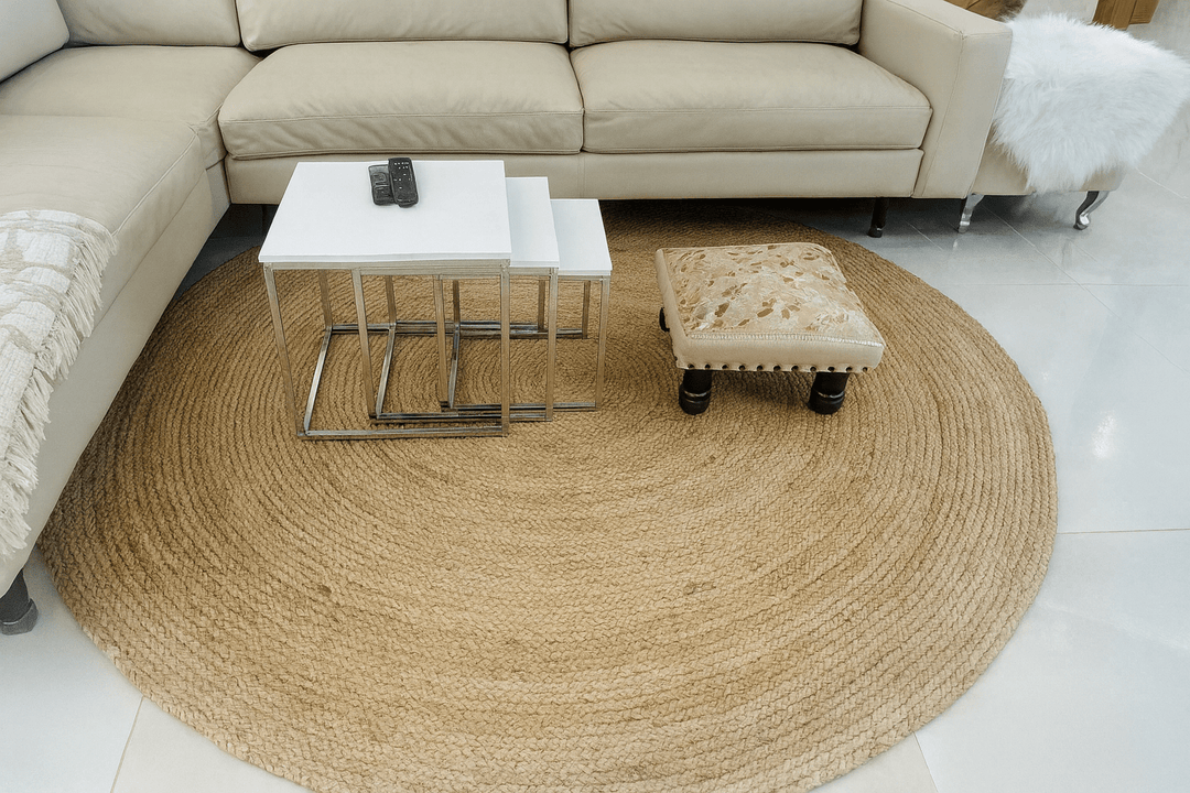 Sonali (Golden) Braided Round Jute Rug – 200 cm - Baked Earth