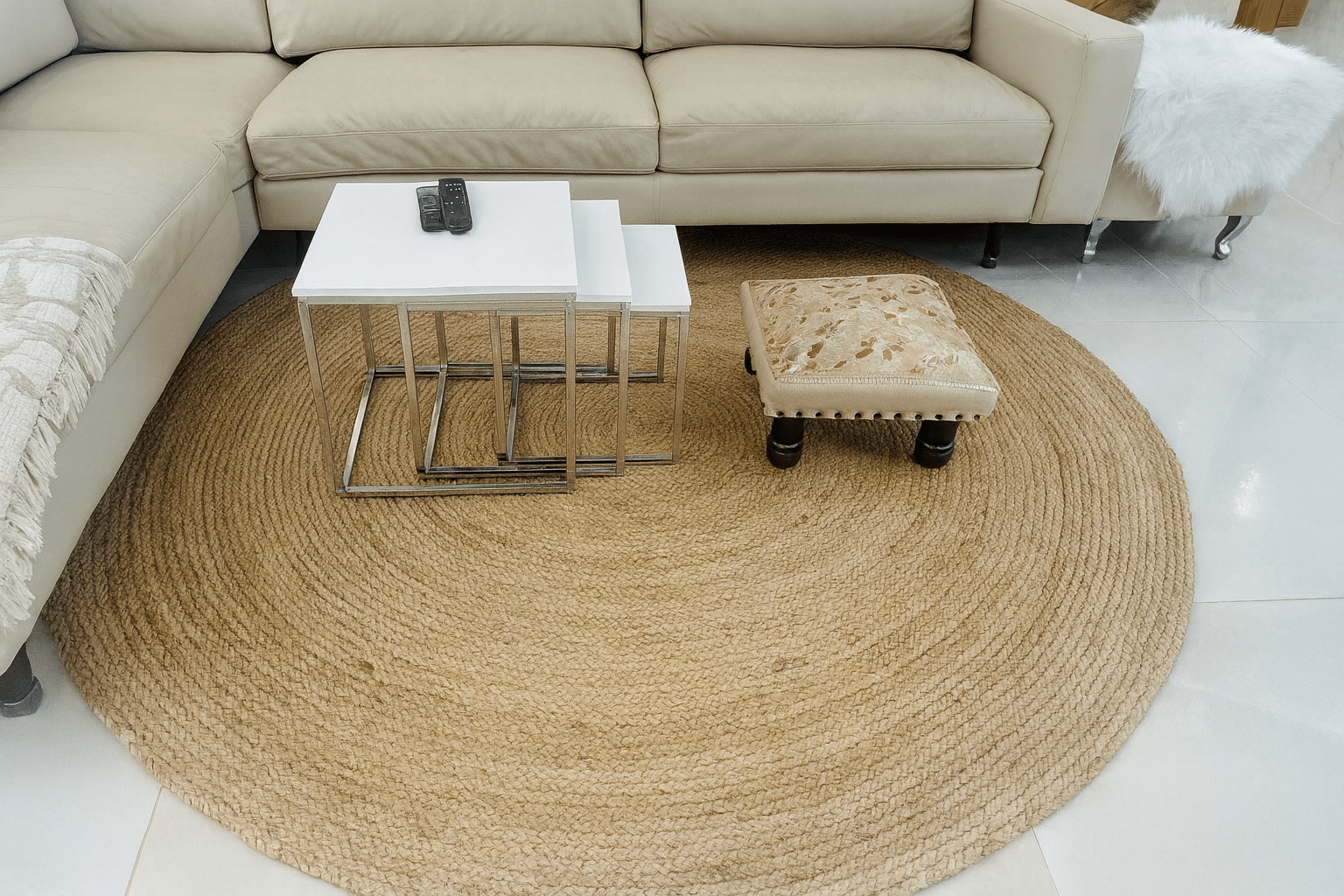 Sonali (Golden) Braided Round Jute Rug – 200 cm - Baked Earth