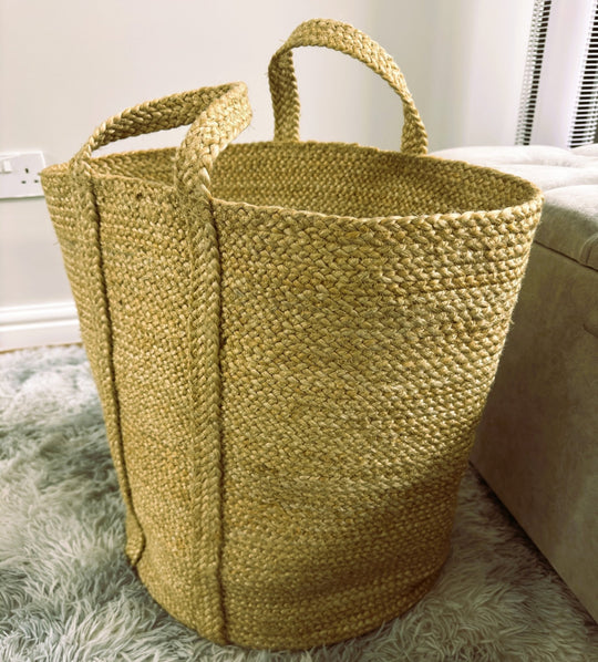 Sonali Natural Braided Jute Laundry Basket (Large) - Baked Earth