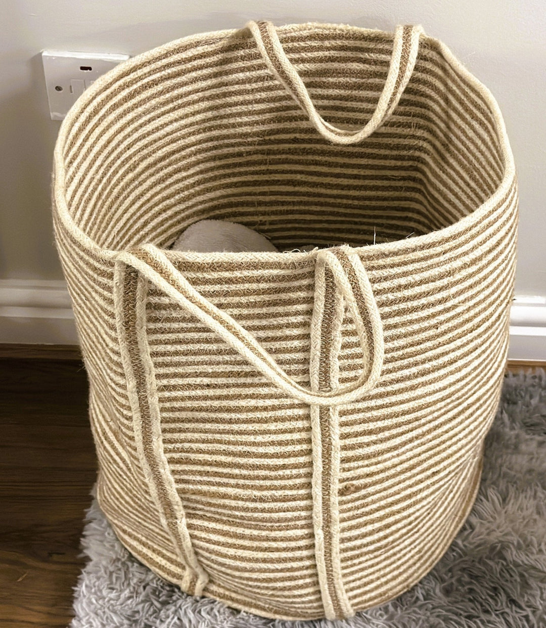 Sonali Natural Jute Drawstring Laundry Basket (Large) - Baked Earth