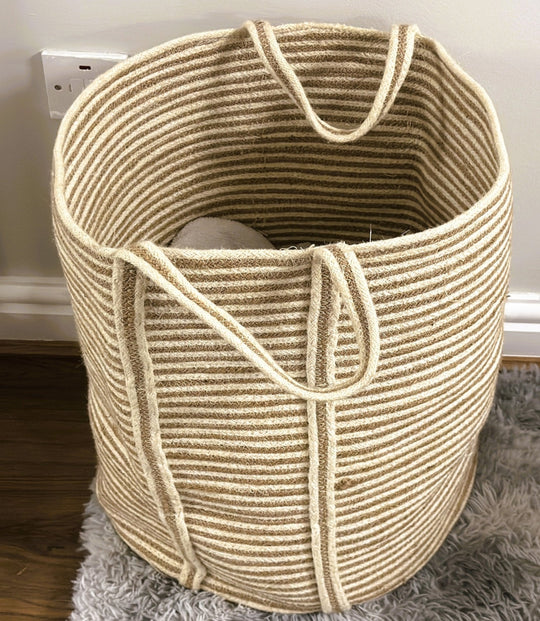 Sonali Natural Jute Drawstring Laundry Basket (Large) - Baked Earth