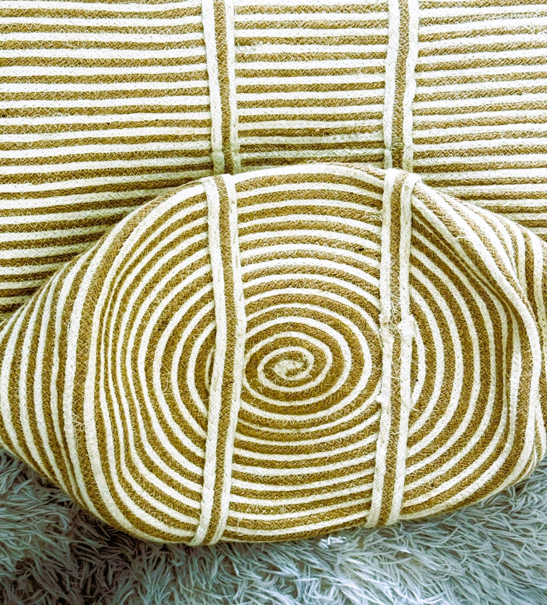 Sonali Natural Striped Jute Laundry Basket – Large - Baked Earth