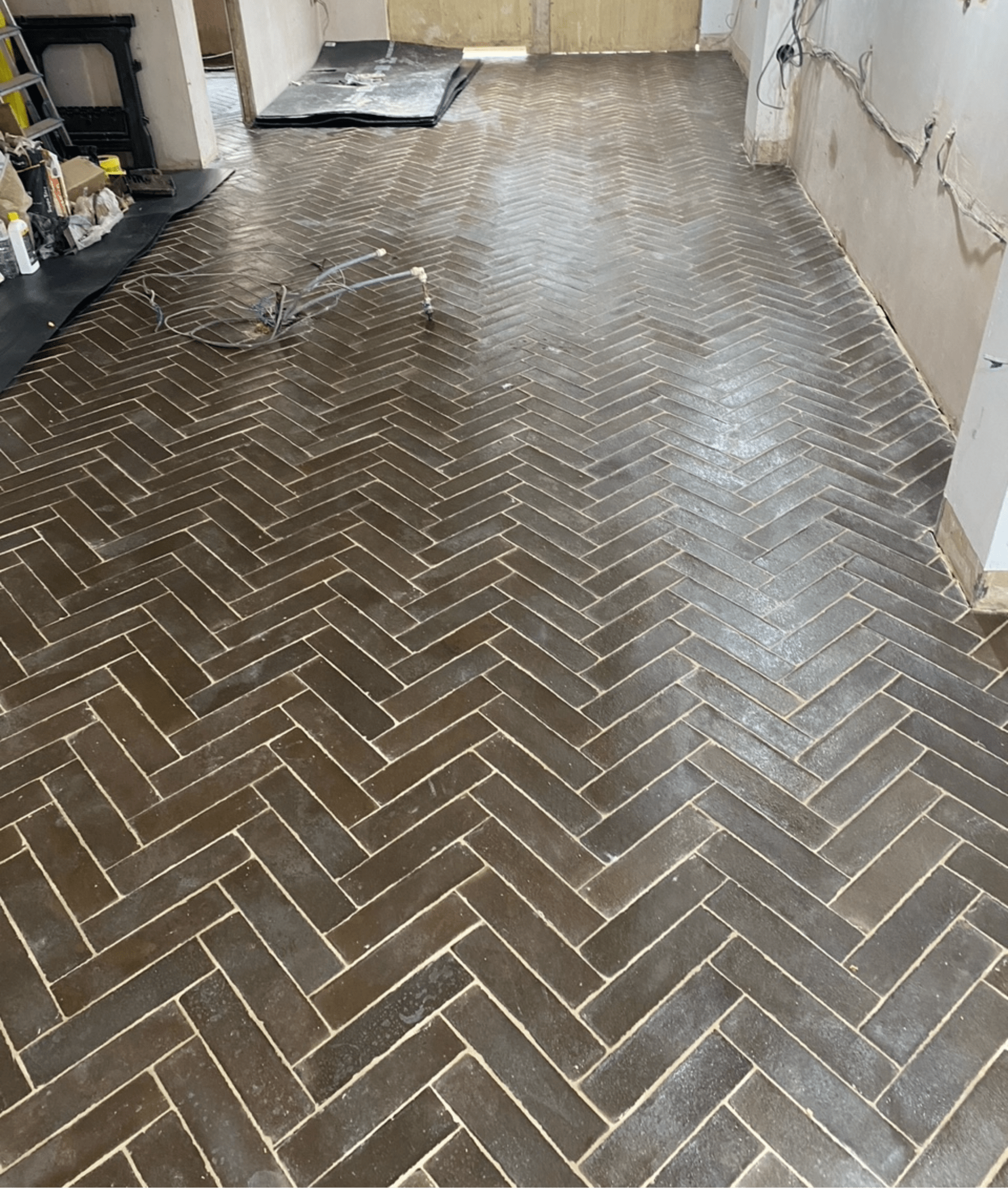 Spanish Rustic Black Presealed Terracotta Parquet Tiles 7.5 x 30 x 2cm - Baked Earth