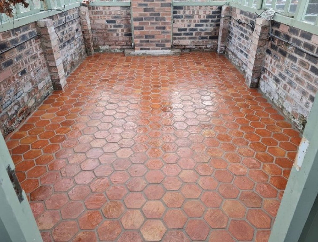 Rustic Presealed Terracotta Hexagonal Tiles 15 x 15 x 2cm - Baked Earth