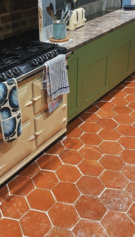 Rustic Presealed Terracotta Hexagonal Tiles 15 x 15 x 2cm - Baked Earth