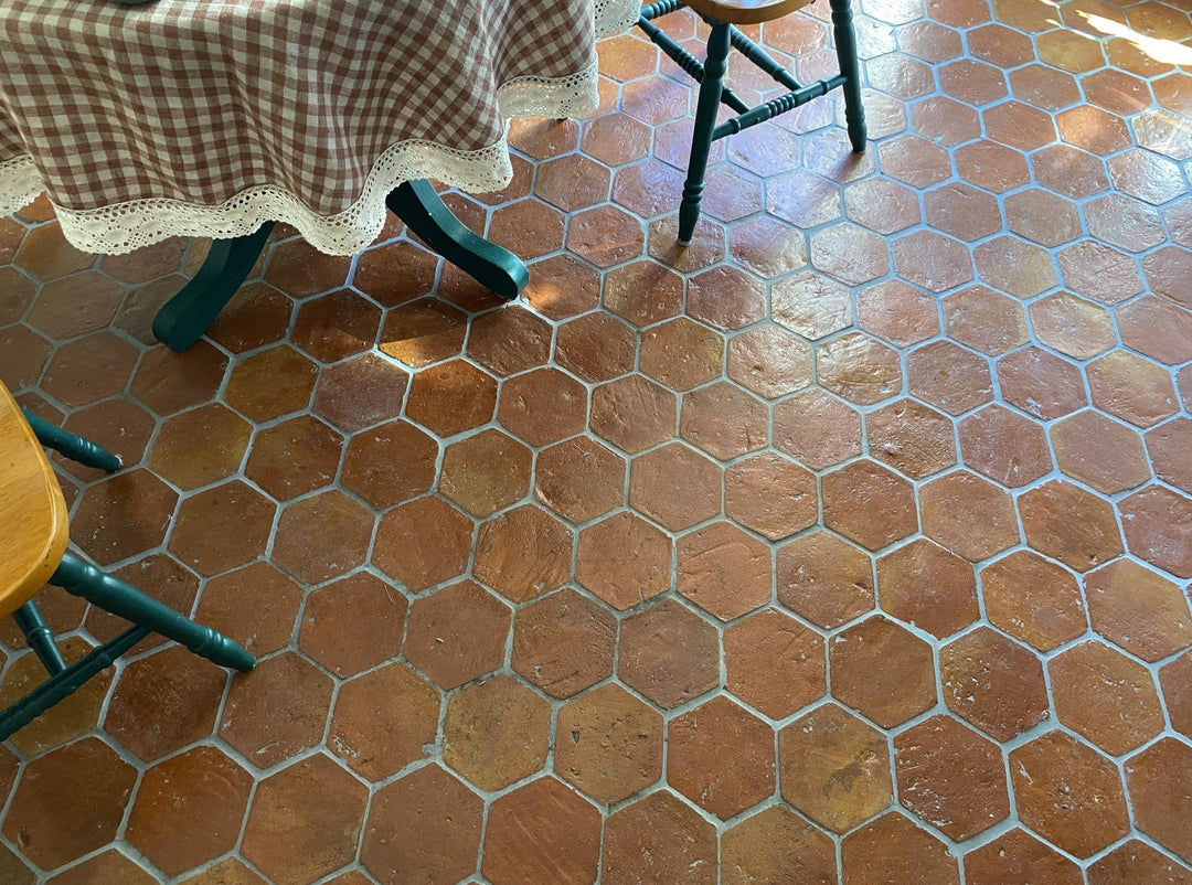 Rustic Presealed Terracotta Hexagonal Tiles 15 x 15 x 2cm - Baked Earth