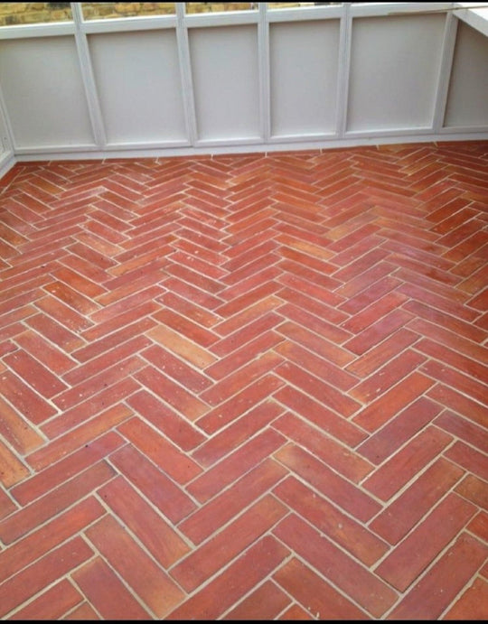 Rustic Presealed Terracotta Parquet Tiles 7.5 x 30 x 2cm - Baked Earth