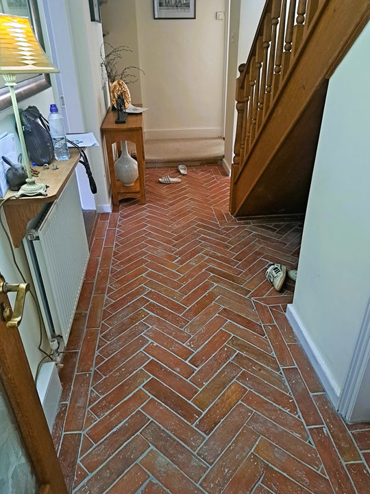 Rustic Presealed Terracotta Parquet Tiles 7.5 x 30 x 2cm - Baked Earth