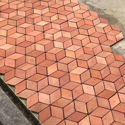 Rustic Rhombus Terracotta Tiles 11 x 11 x 20 x 1.5cm - Baked Earth