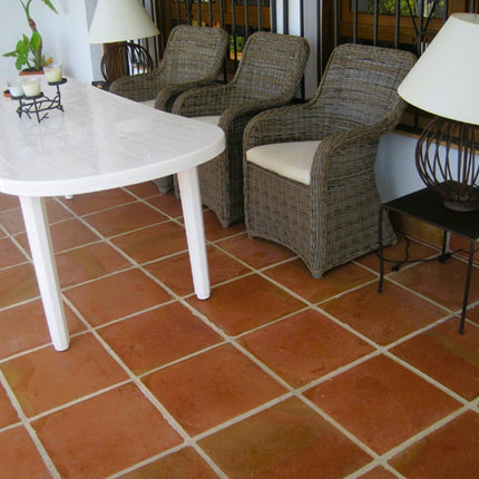 Spanish Presealed Terracotta Square Tiles 40 x 40 x 2.3cm - Baked Earth